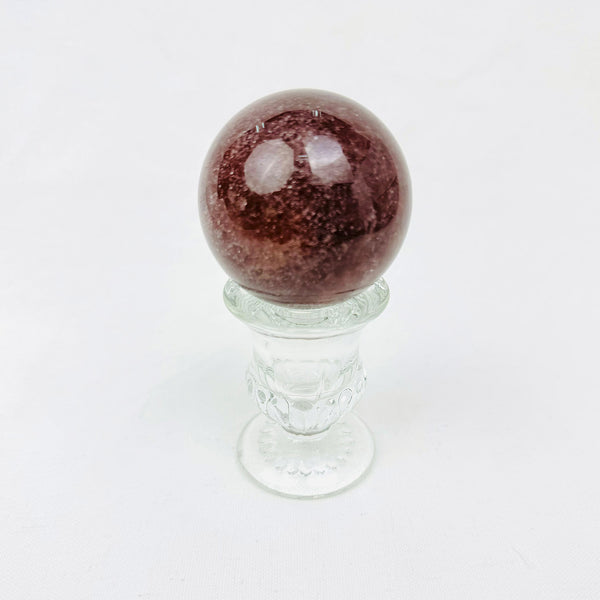 STRAWBERRY QUARTZ CRYSTAL ENERGY SPHERE WITH BASE