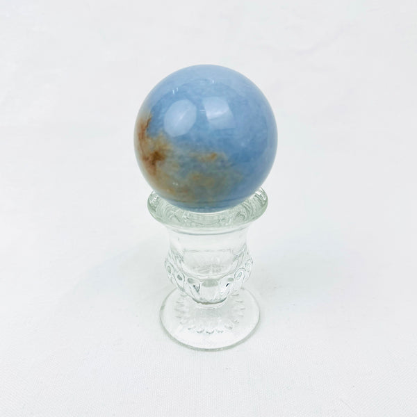 ANGELITE CRYSTAL ENERGY SPHERE WITH BASE