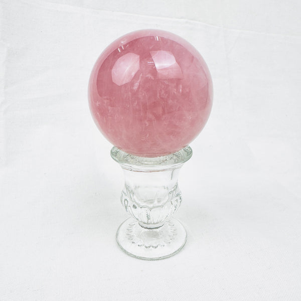 ROSE QUARTZ CRYSTAL ENERGY SPHERE WITH BASE